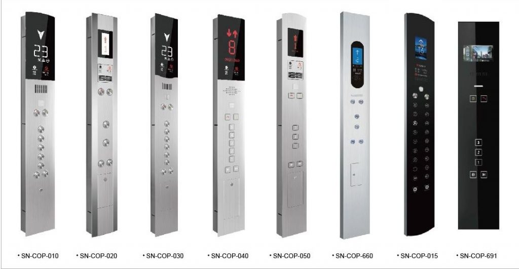 Các mẫu bảng điều khiển cabin COP thang máy, loại nguyên tấm cao kịch trần