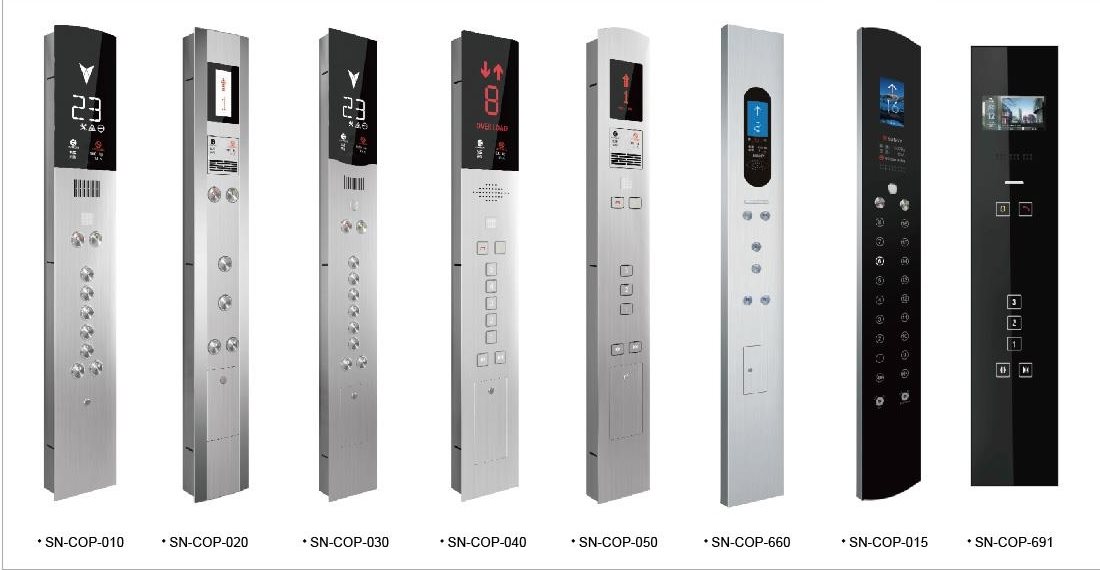 Các mẫu bảng điều khiển cabin COP thang máy, loại nguyên tấm cao kịch trần
