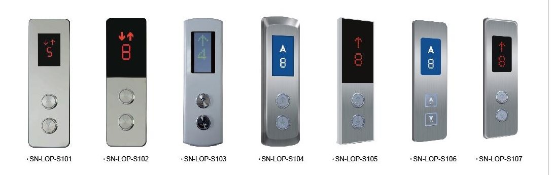 Các mẫu bảng gọi tầng LOP ngoài sảnh thang máy, mặt inox và mặt kính
