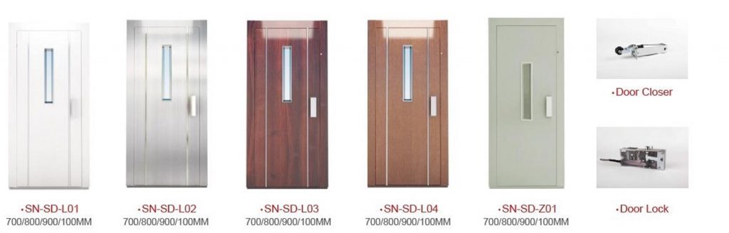 Các mẫu cửa tầng bán tự động SN-SD-L01 đến SN-SD-Z01, bề rộng 700 đến 1000mm